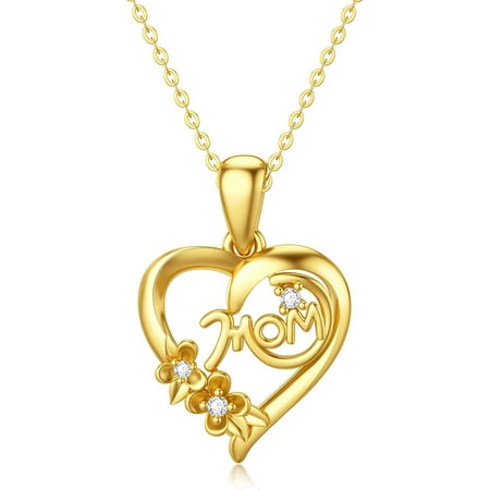 14k Solid Gold "I Love You Mom" Pendant